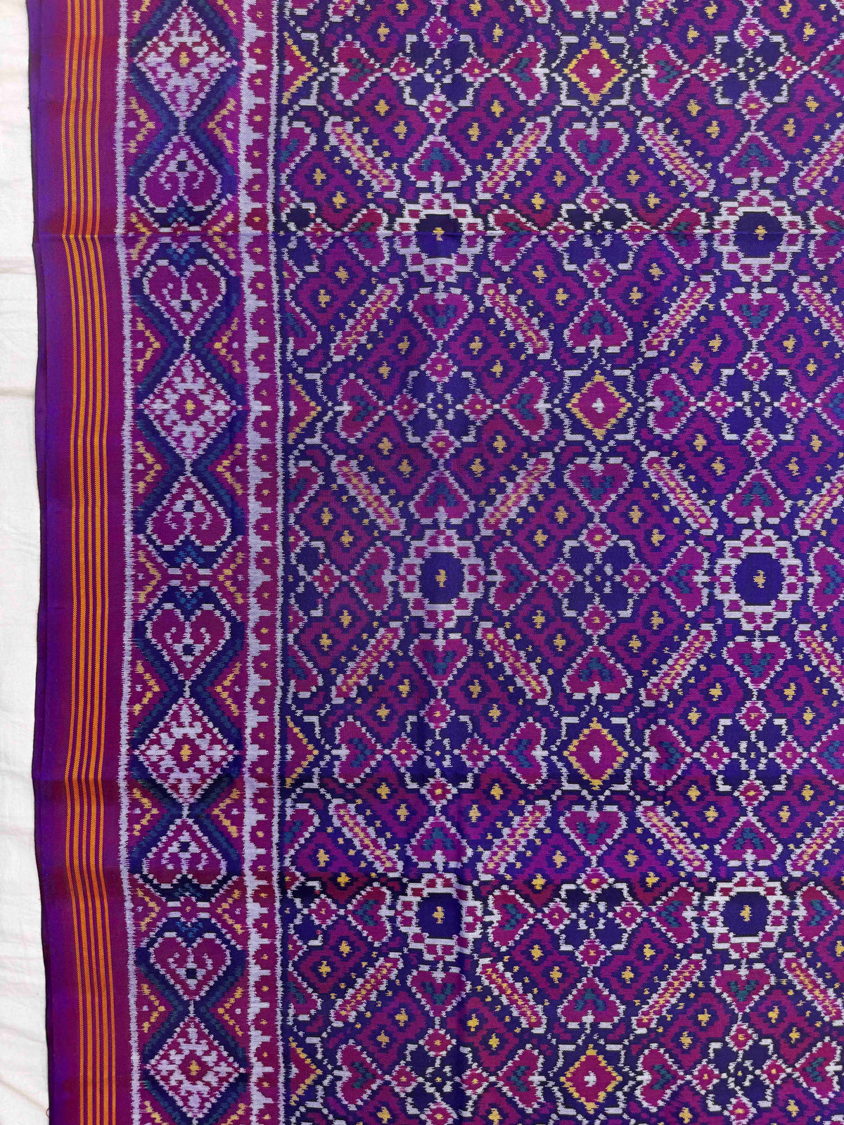 Purple Manekchowk Single Ikat Patan Patola Saree