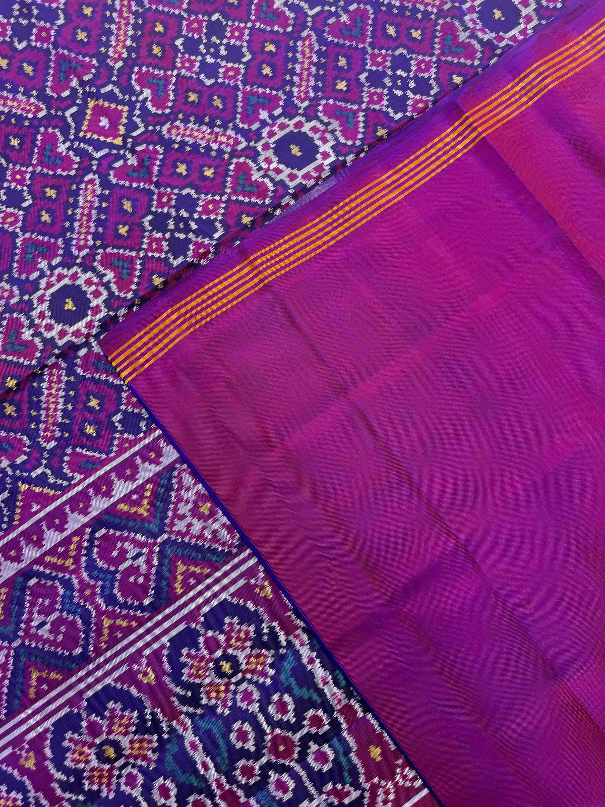 Purple Manekchowk Single Ikat Patan Patola Saree