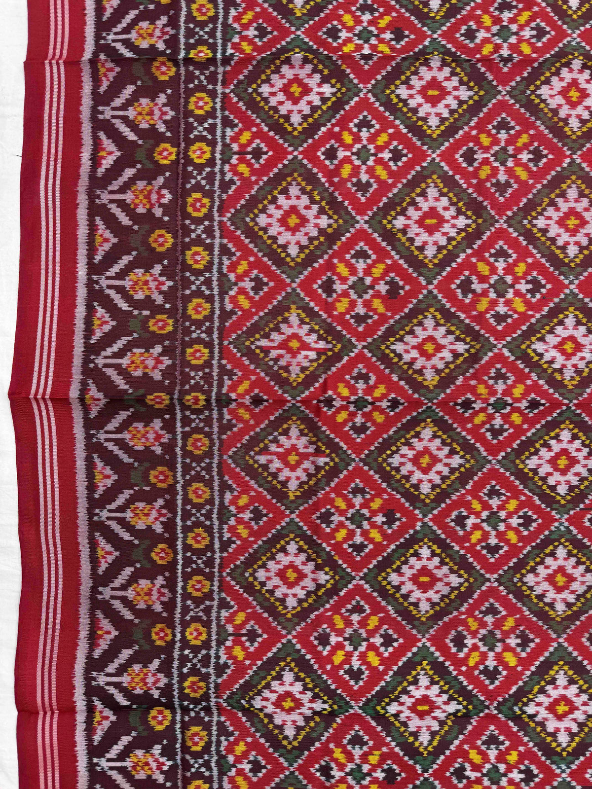 Red Panchanda Semi Double Ikat Patola Dupatta