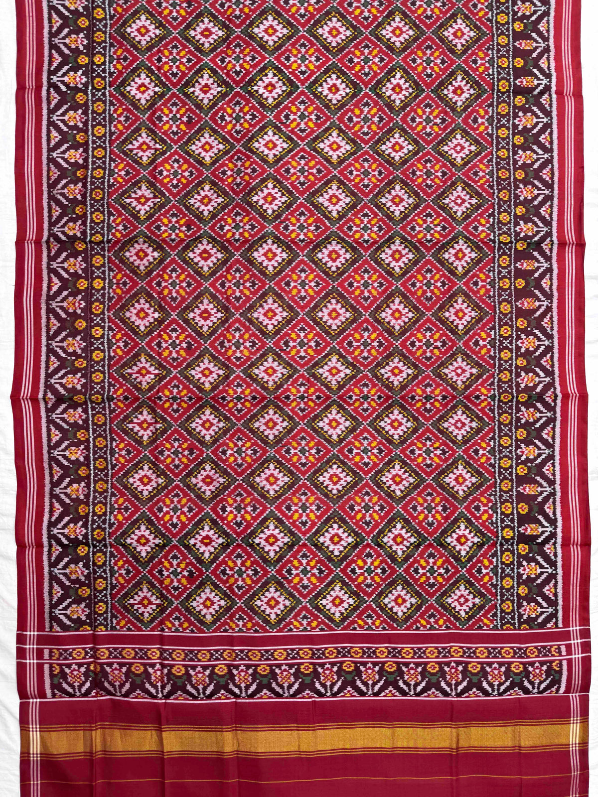 Red Panchanda Semi Double Ikat Patola Dupatta