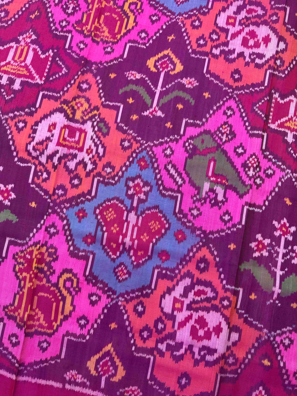 Pink & Multicolour Fancy Narikunj Semi Double Ikat Patola Dupatta