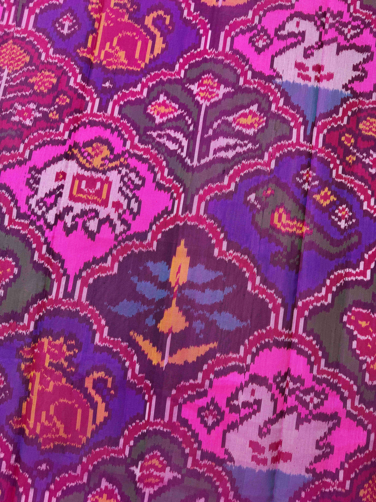 Pink & Multicolour Fancy Narikunj Semi Double Ikat Patola Dupatta