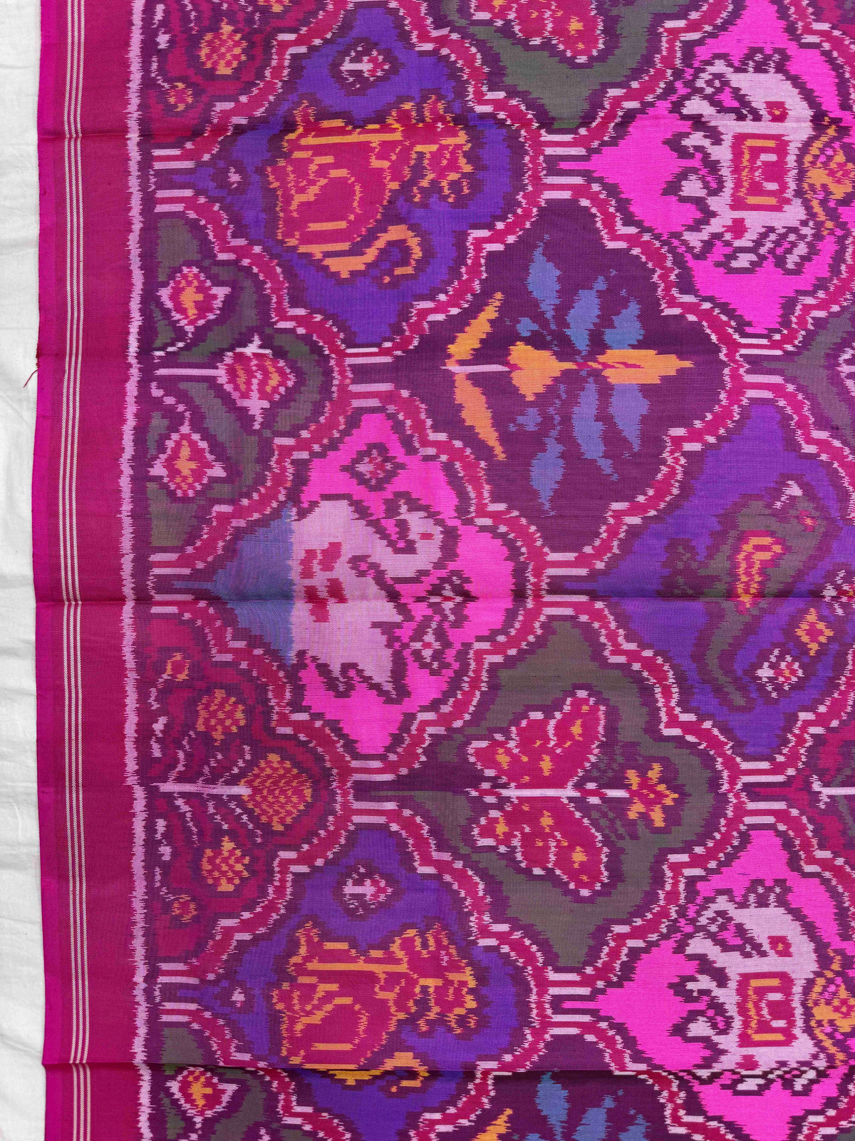 Pink & Multicolour Fancy Narikunj Semi Double Ikat Patola Dupatta