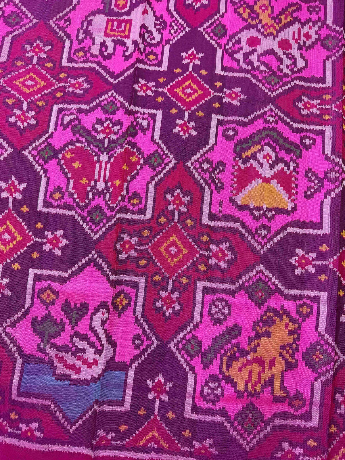 Pink & Multicolour Star Narikunj Semi Double Ikat Patola Dupatta
