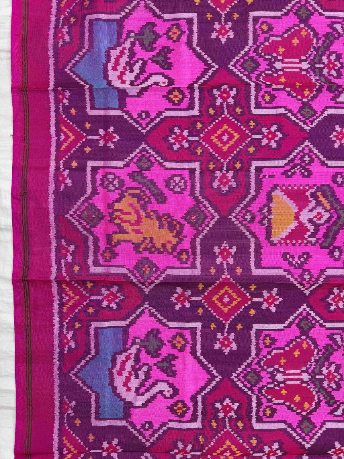 Pink & Multicolour Star Narikunj Semi Double Ikat Patola Dupatta
