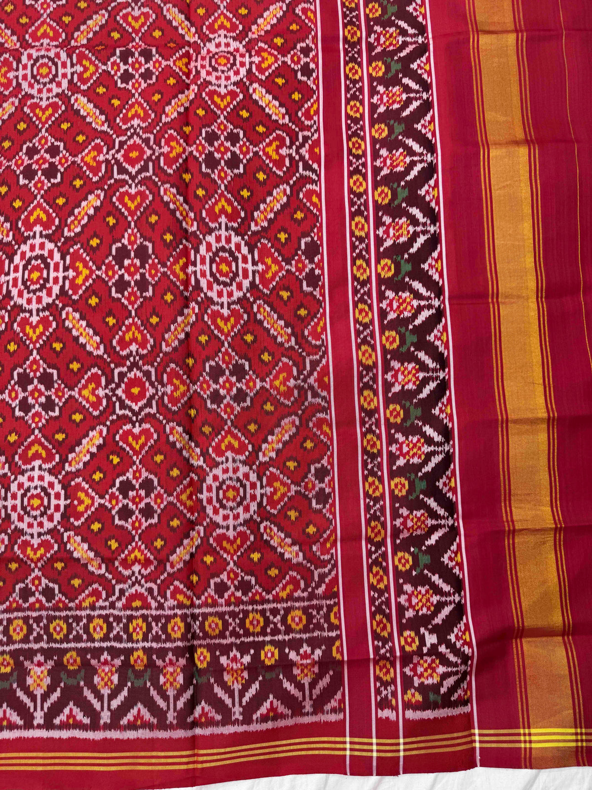 Red Manekchowk Semi Double Ikat Patola Dupatta