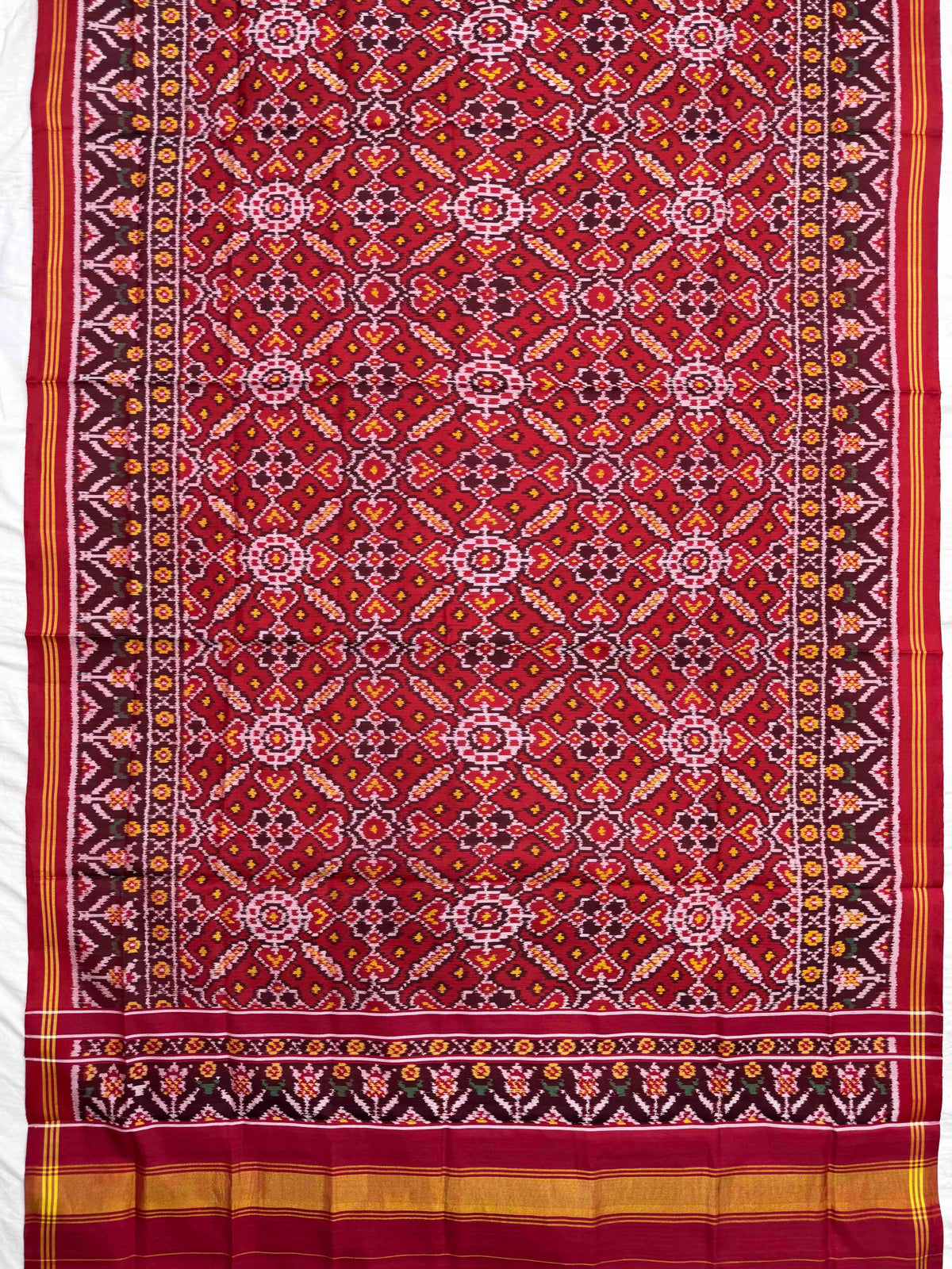 Red Manekchowk Semi Double Ikat Patola Dupatta