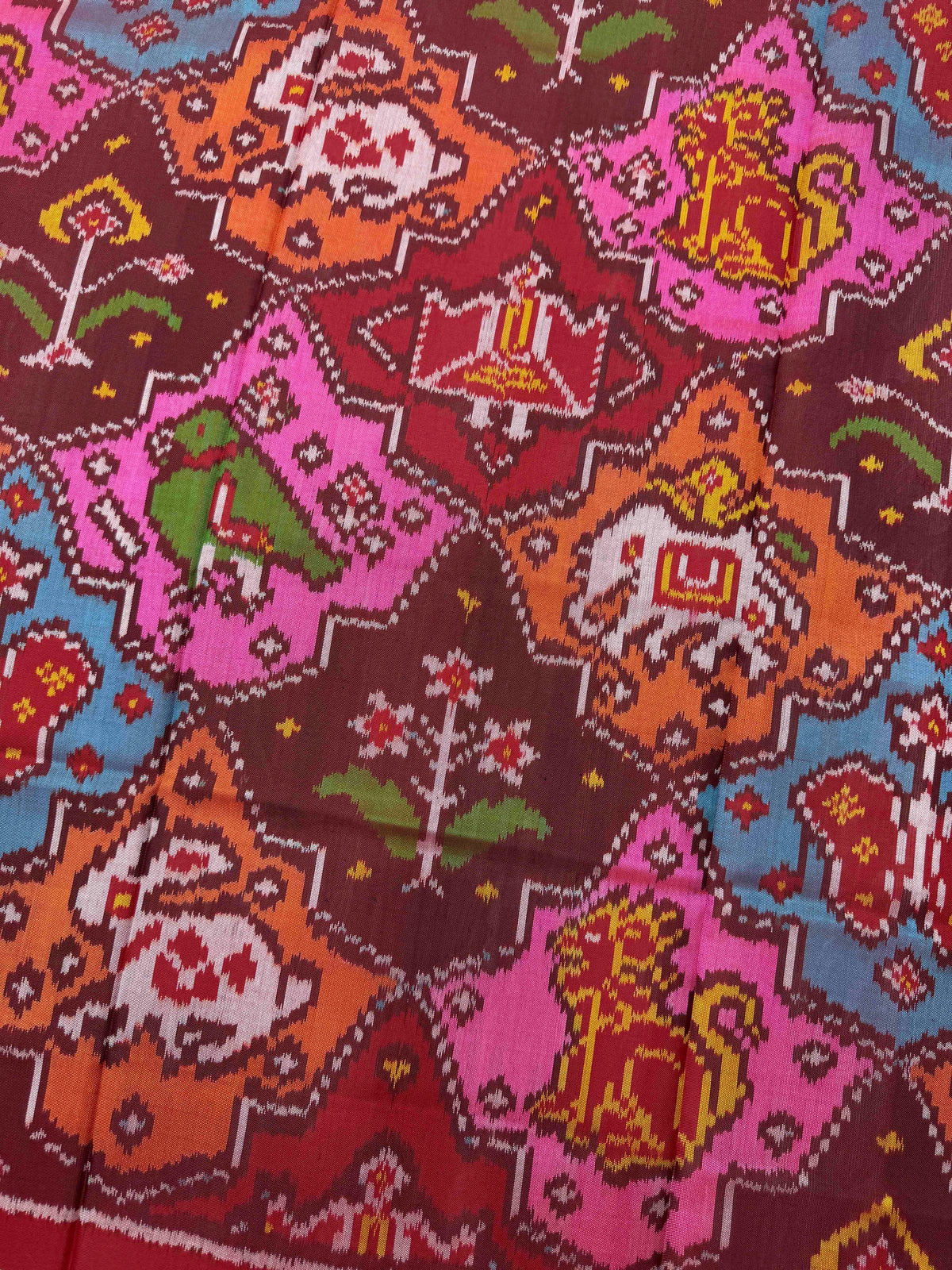 Red & Multicolour Fancy Narikunj Semi Double Ikat Patola Dupatta
