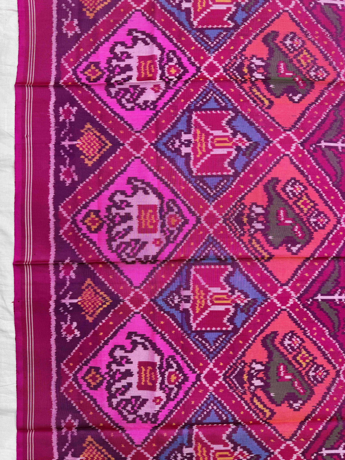 Pink & Multicolour Narikunj Semi Double Ikat Patola Dupatta