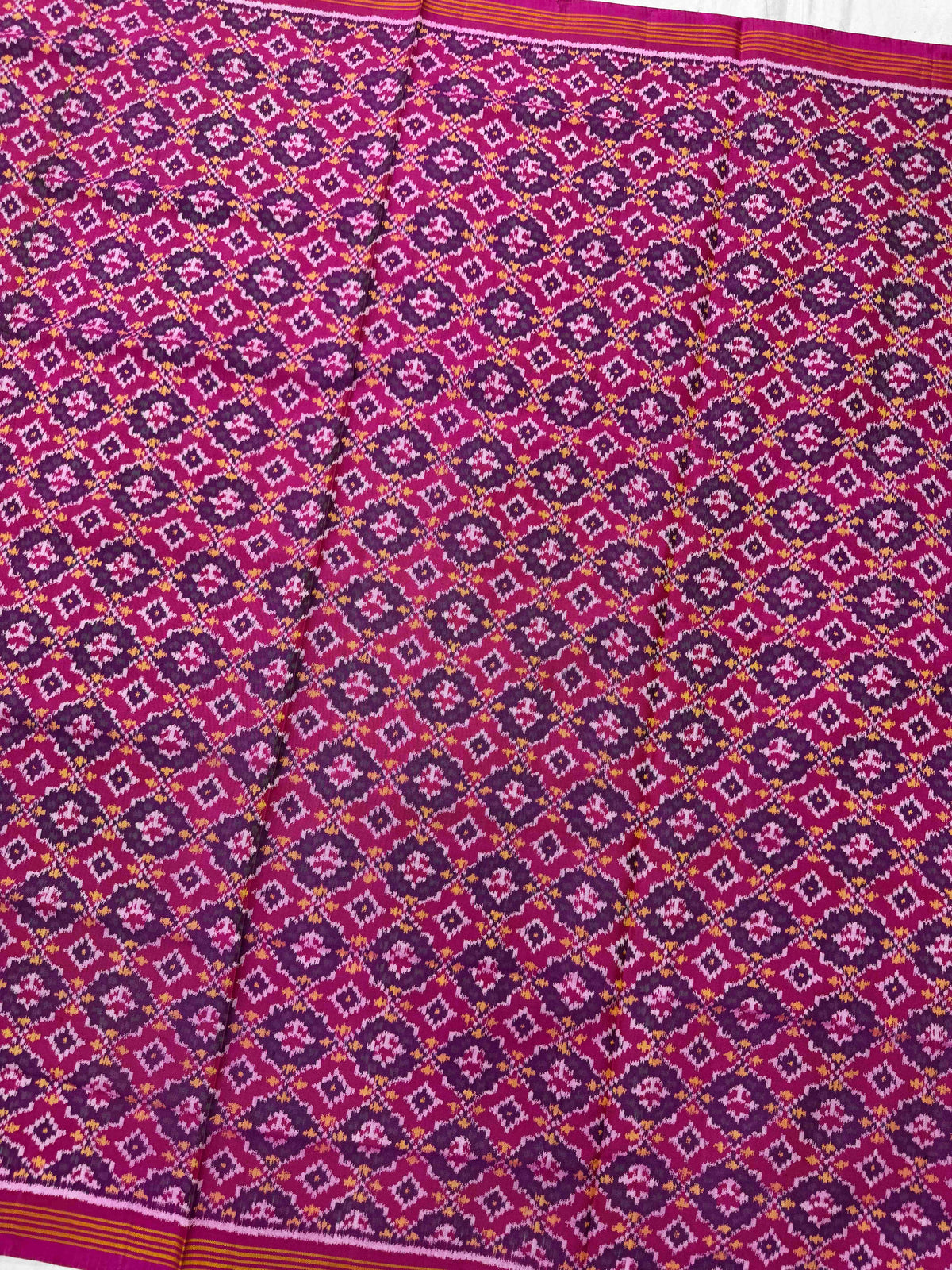 Pink Buttonful Semi Double Ikat Patola Dupatta