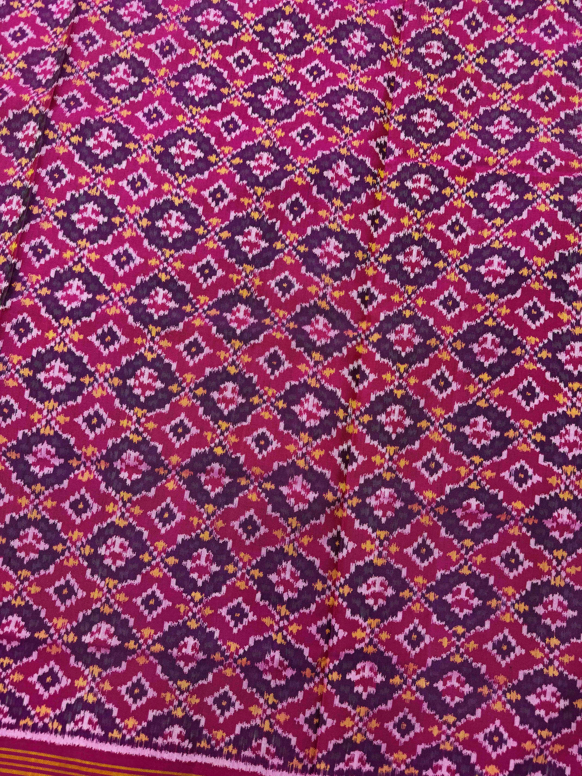 Pink Buttonful Semi Double Ikat Patola Dupatta