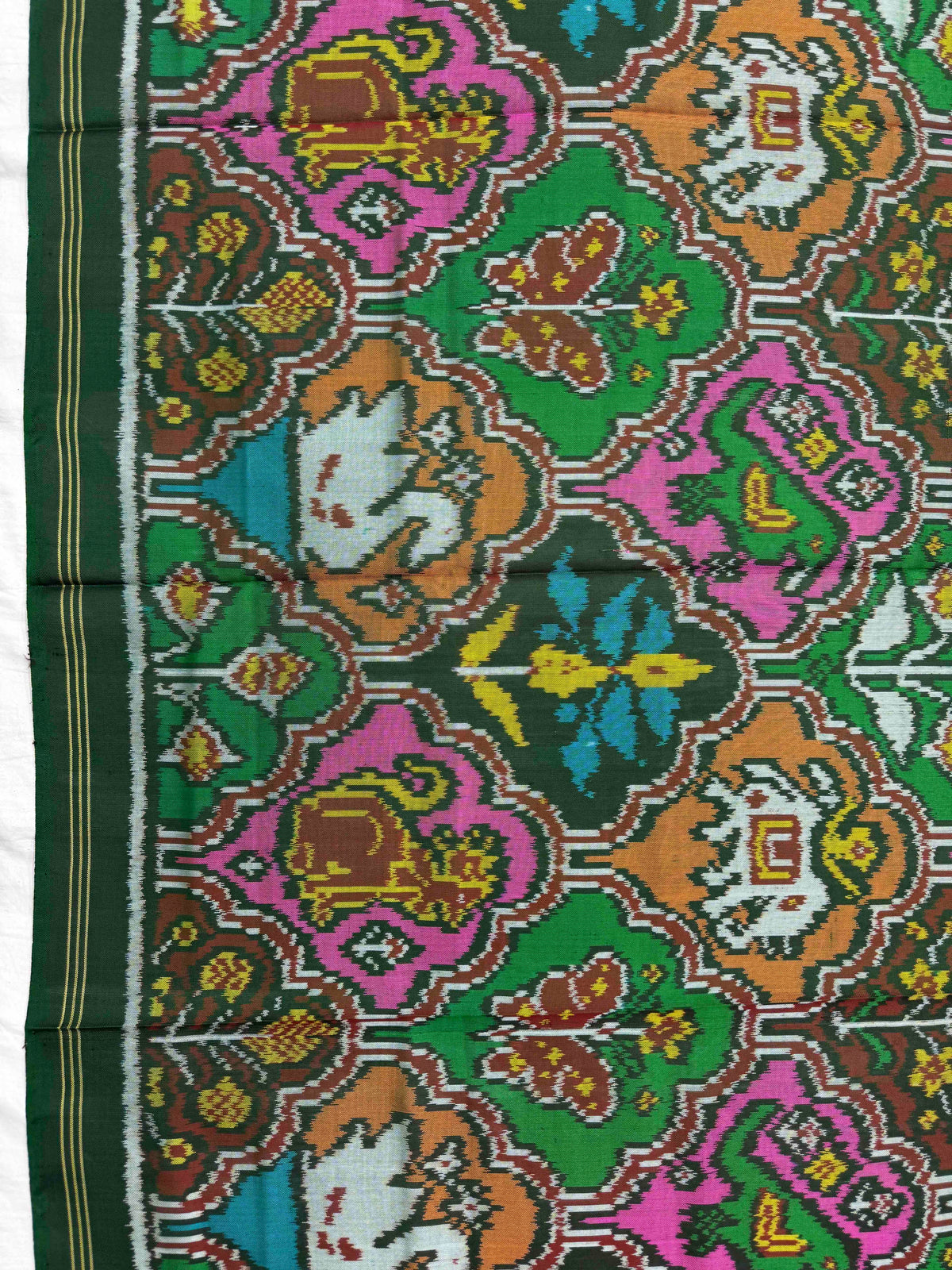 Green & Multicolour Fancy Narikunj Semi Double Ikat Patola Dupatta