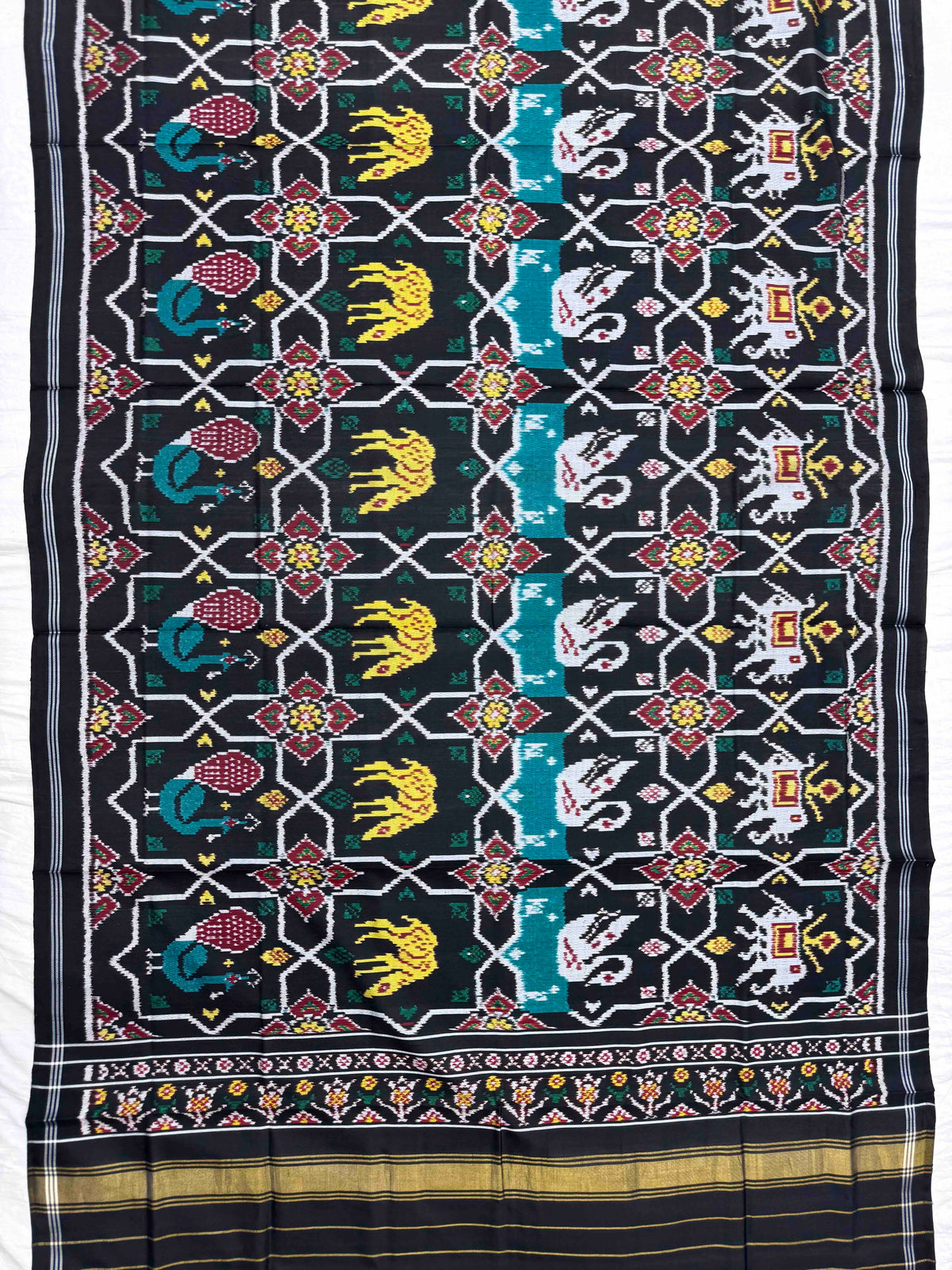 Black Star Narikunj Semi Double Ikat Patola Dupatta