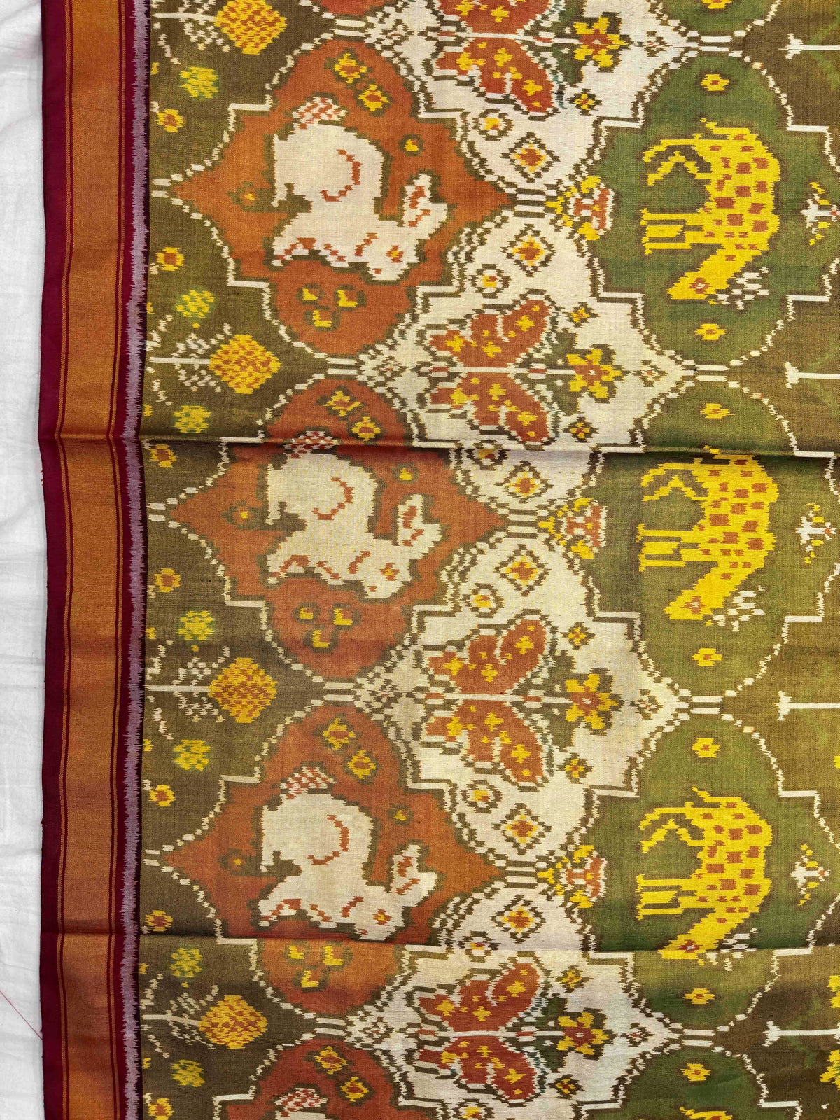 Maroon & Multicolour Narikunj Matka Tissue Patola Saree