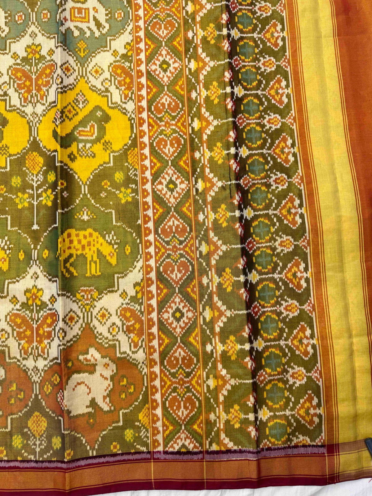 Maroon & Multicolour Narikunj Matka Tissue Patola Saree