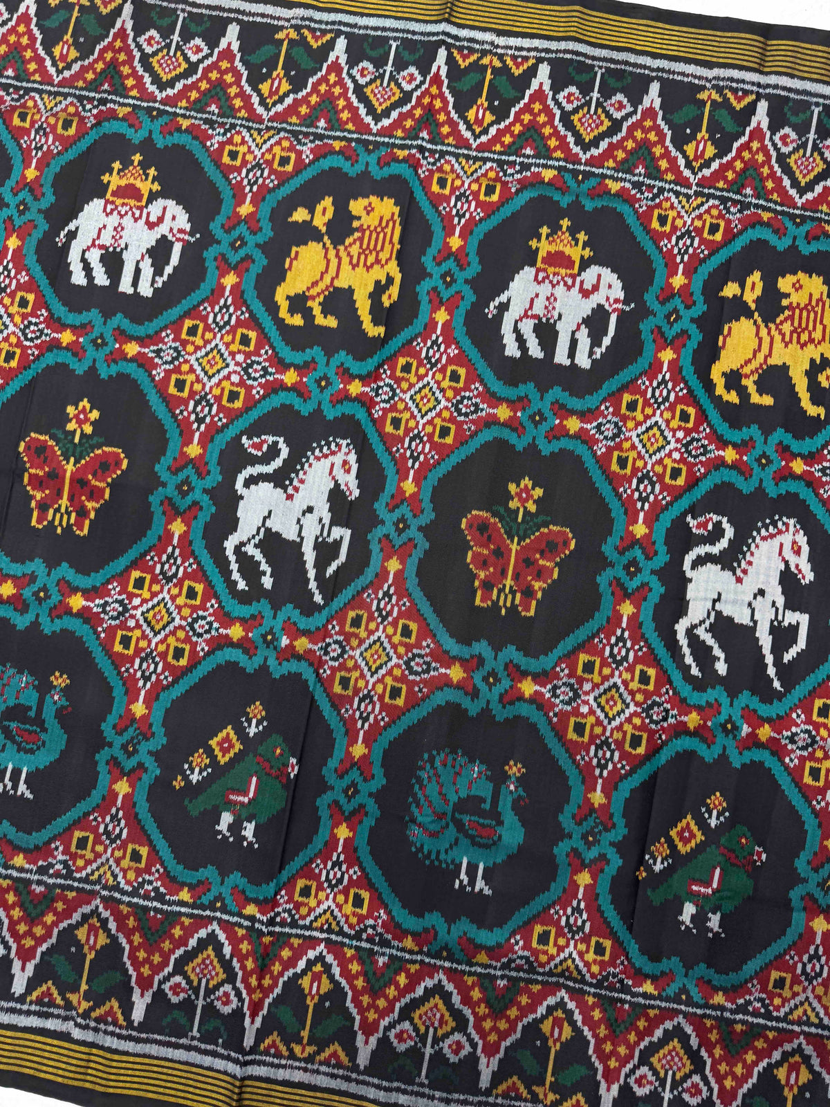 Black Fancy Narikunj Chhabdi Single Ikat Patan Patola Saree