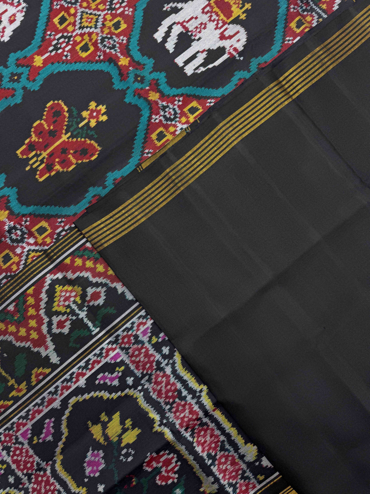Black Fancy Narikunj Chhabdi Single Ikat Patan Patola Saree
