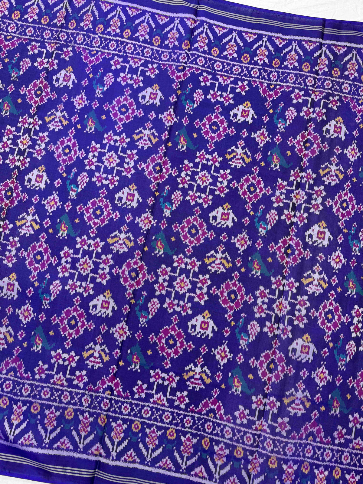 Purplish Blue Navratan Narikunj Semi Double Ikat Patola Dupatta