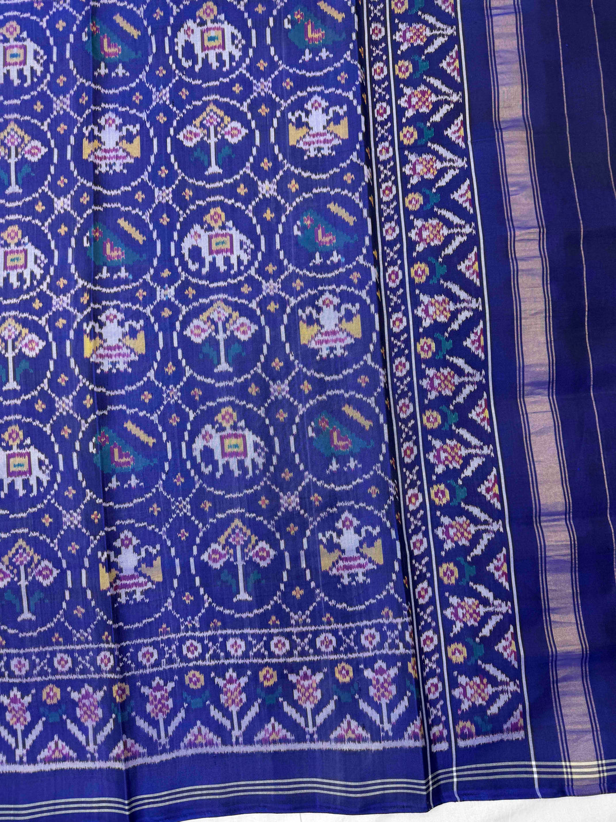Blue Circle Narikunj Semi Double Ikat Patola Dupatta