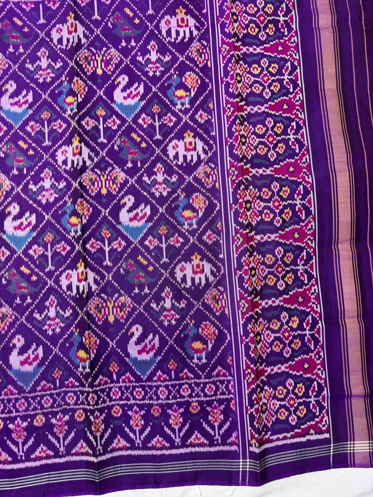 Purple Narikunj Semi Double Ikat Patola Dupatta