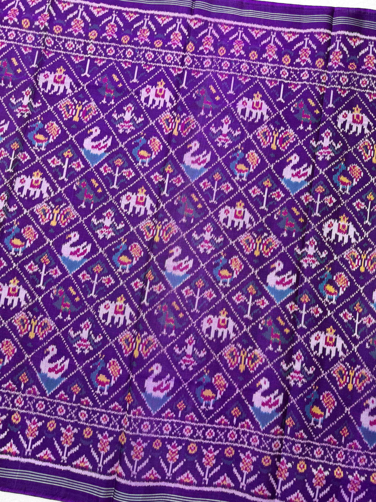 Purple Narikunj Semi Double Ikat Patola Dupatta