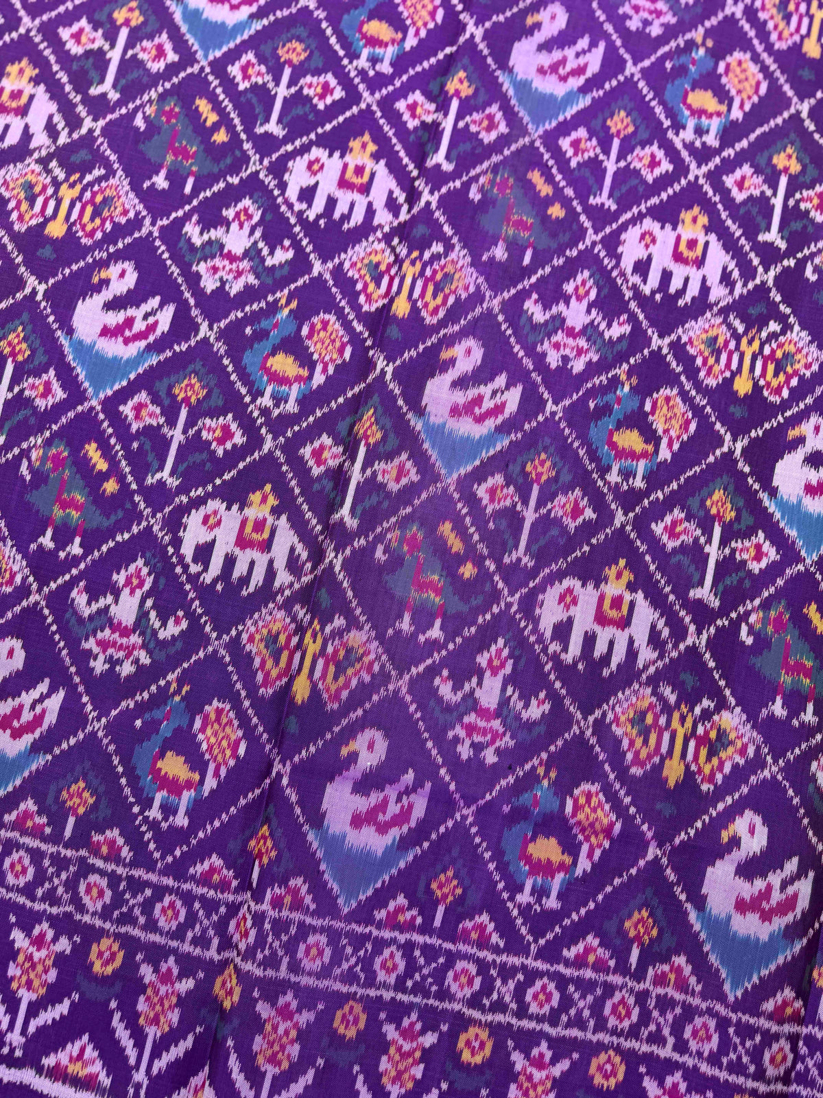 Purple Narikunj Semi Double Ikat Patola Dupatta
