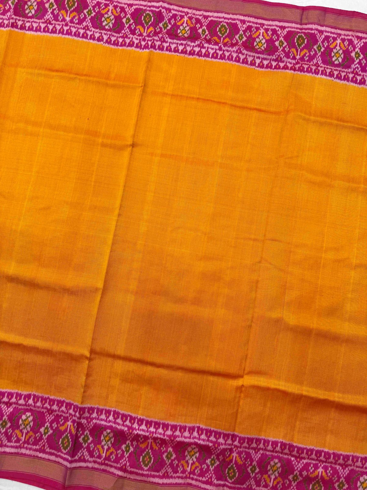 Pink & Yellow Plain Rajkot Patola Saree