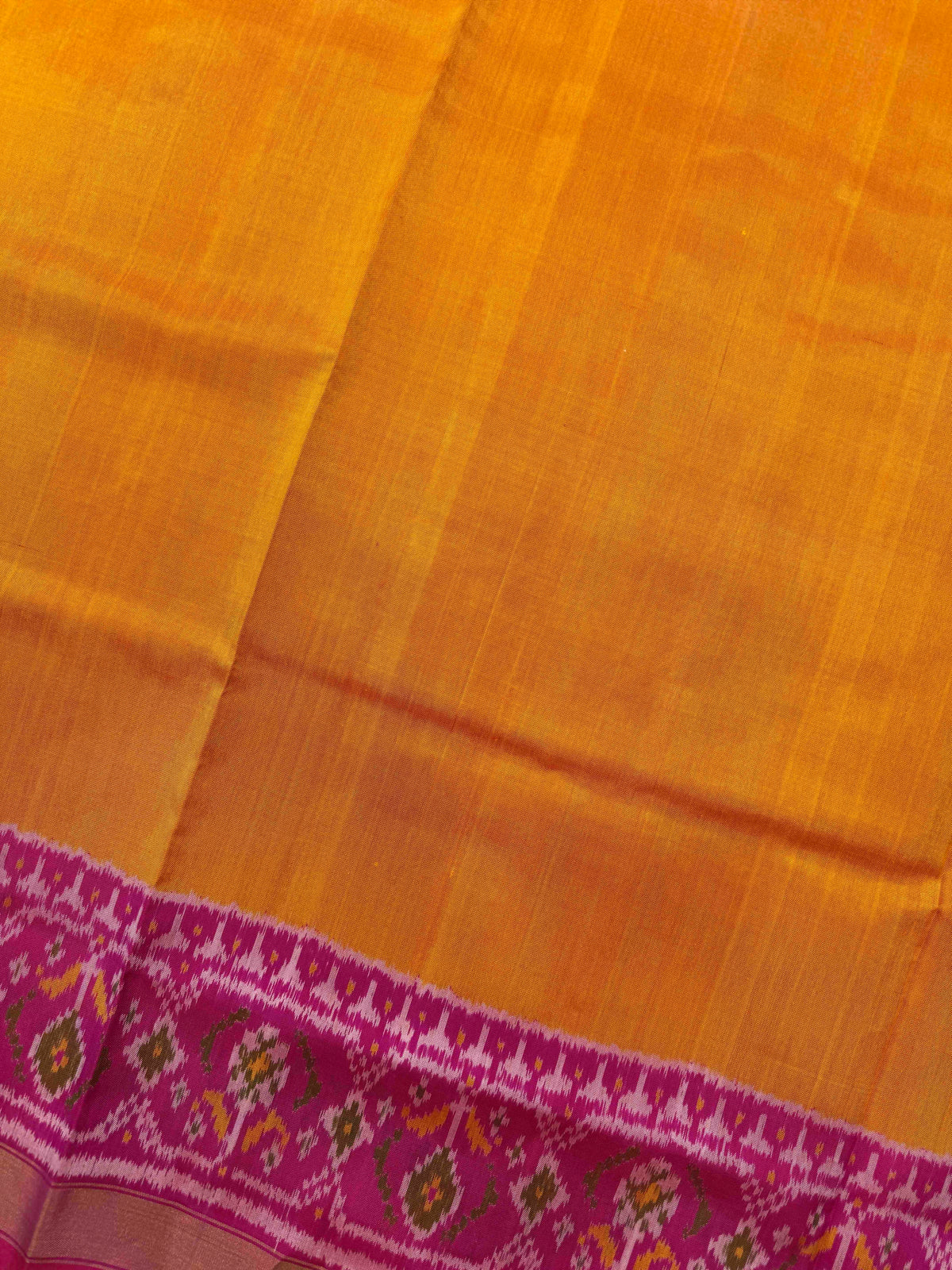 Pink & Yellow Plain Rajkot Patola Saree