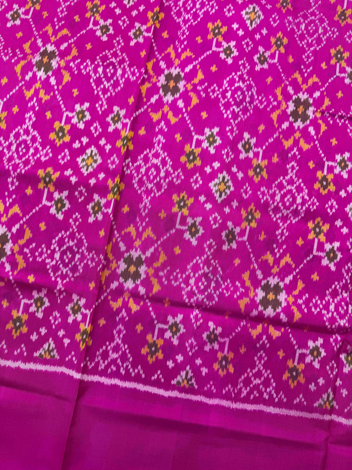 Pink Navratan with Plain Border Rajkot Patola Saree