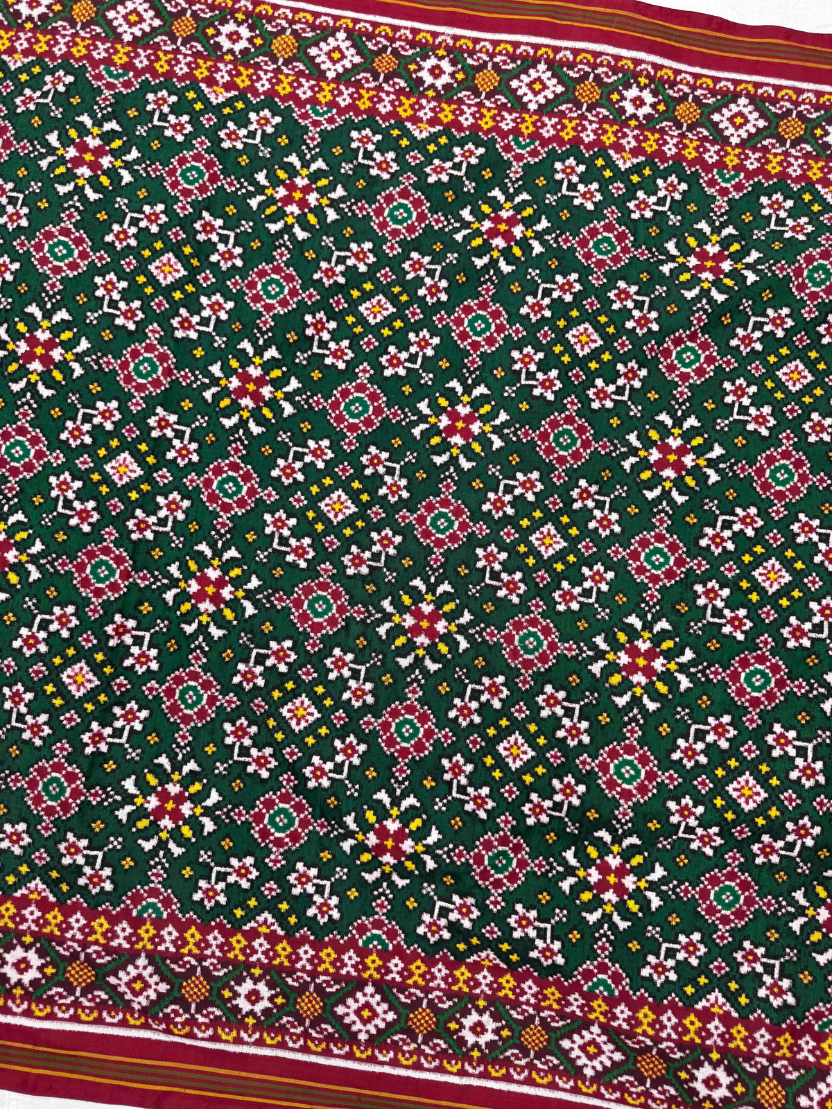 Maroon & Green Navratan Double Ikat Patan Patola Saree