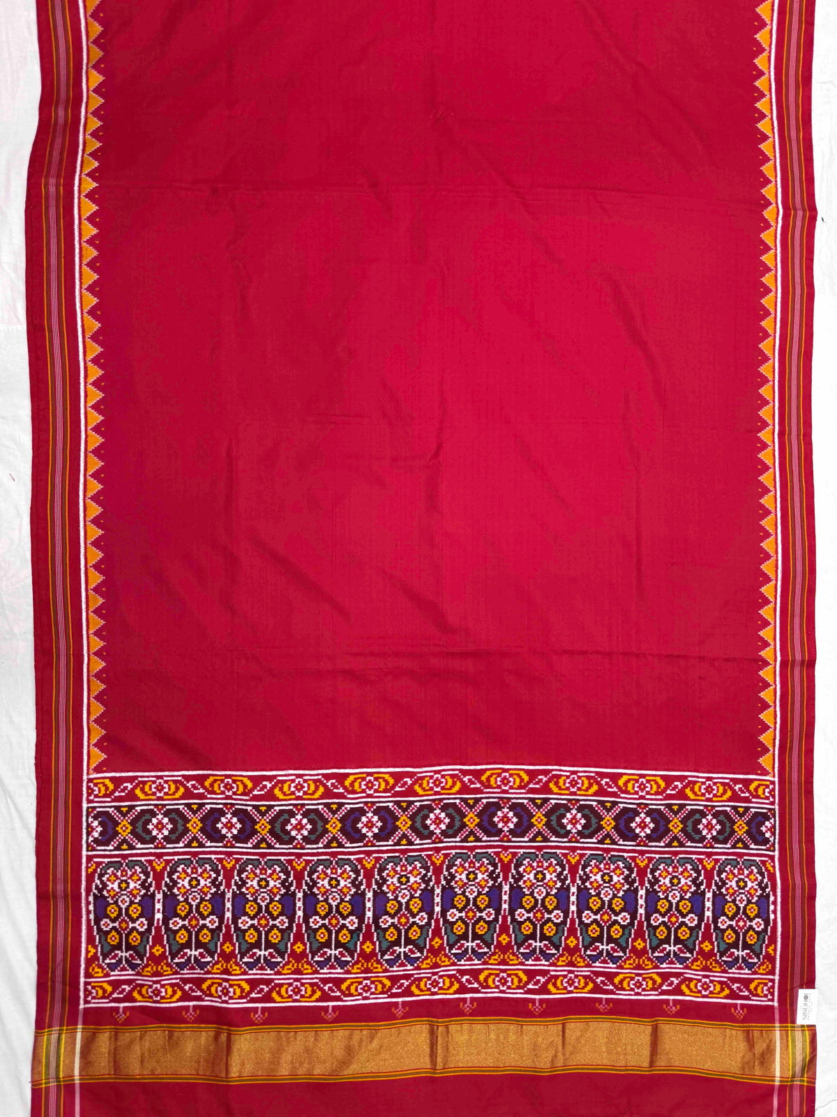 Red Plain Double Ikat Patan Patola Saree