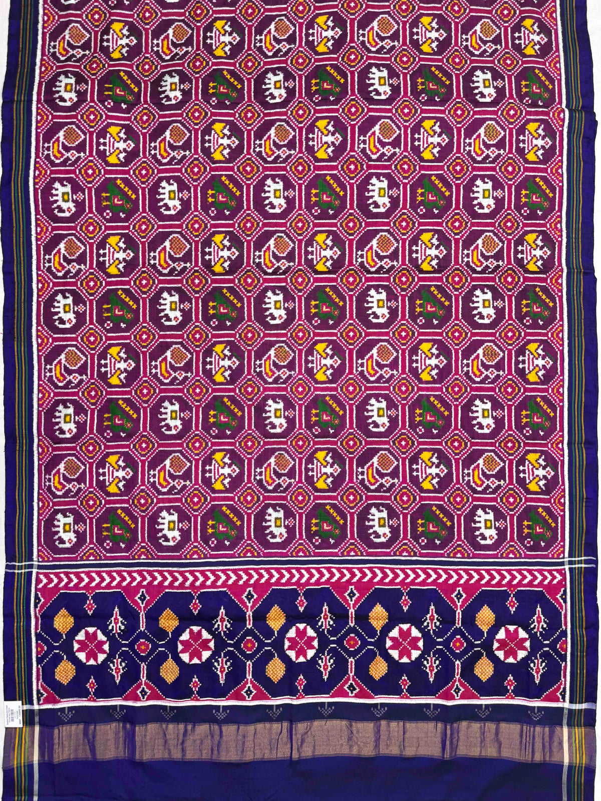 Blue & Purple Small Narikunj Double Ikat Patan Patola Saree