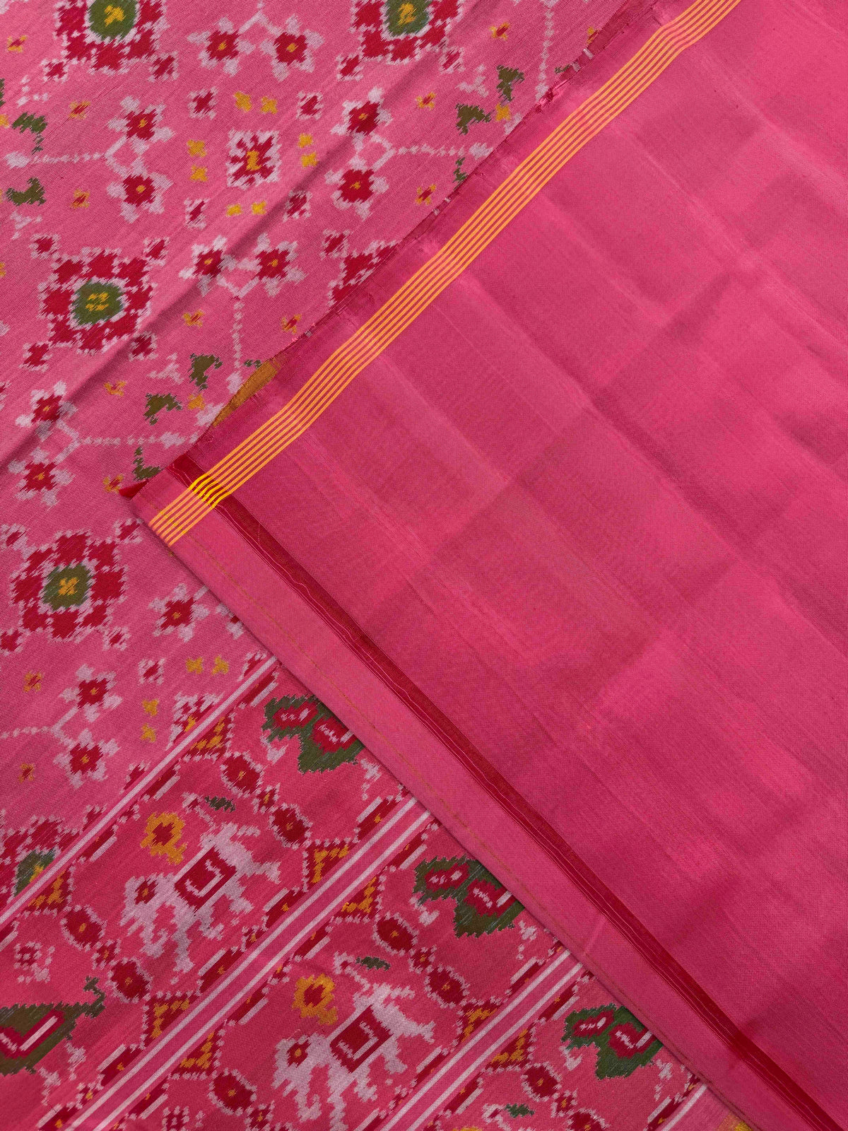 Light Pink Navratan Single Ikat Patan Patola Saree