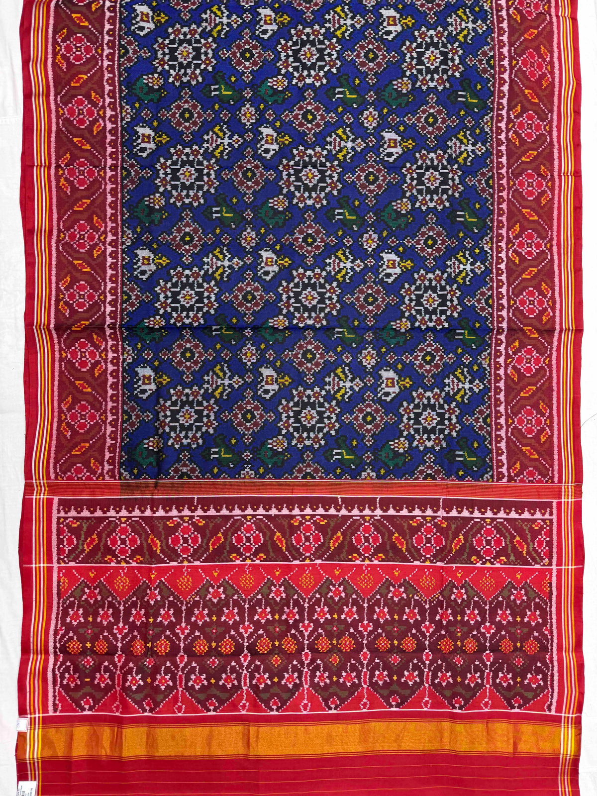 Red & Blue Navratan Single Ikat Patan Patola Saree