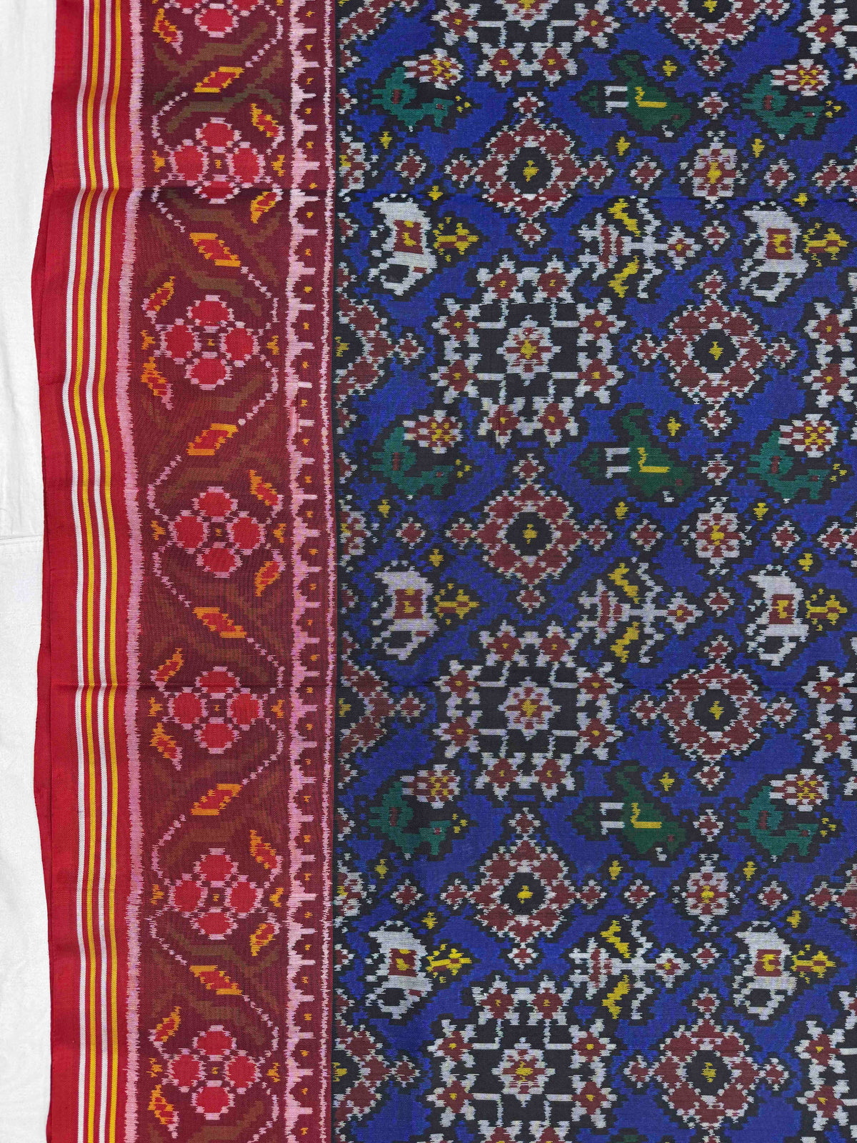 Red & Blue Navratan Single Ikat Patan Patola Saree
