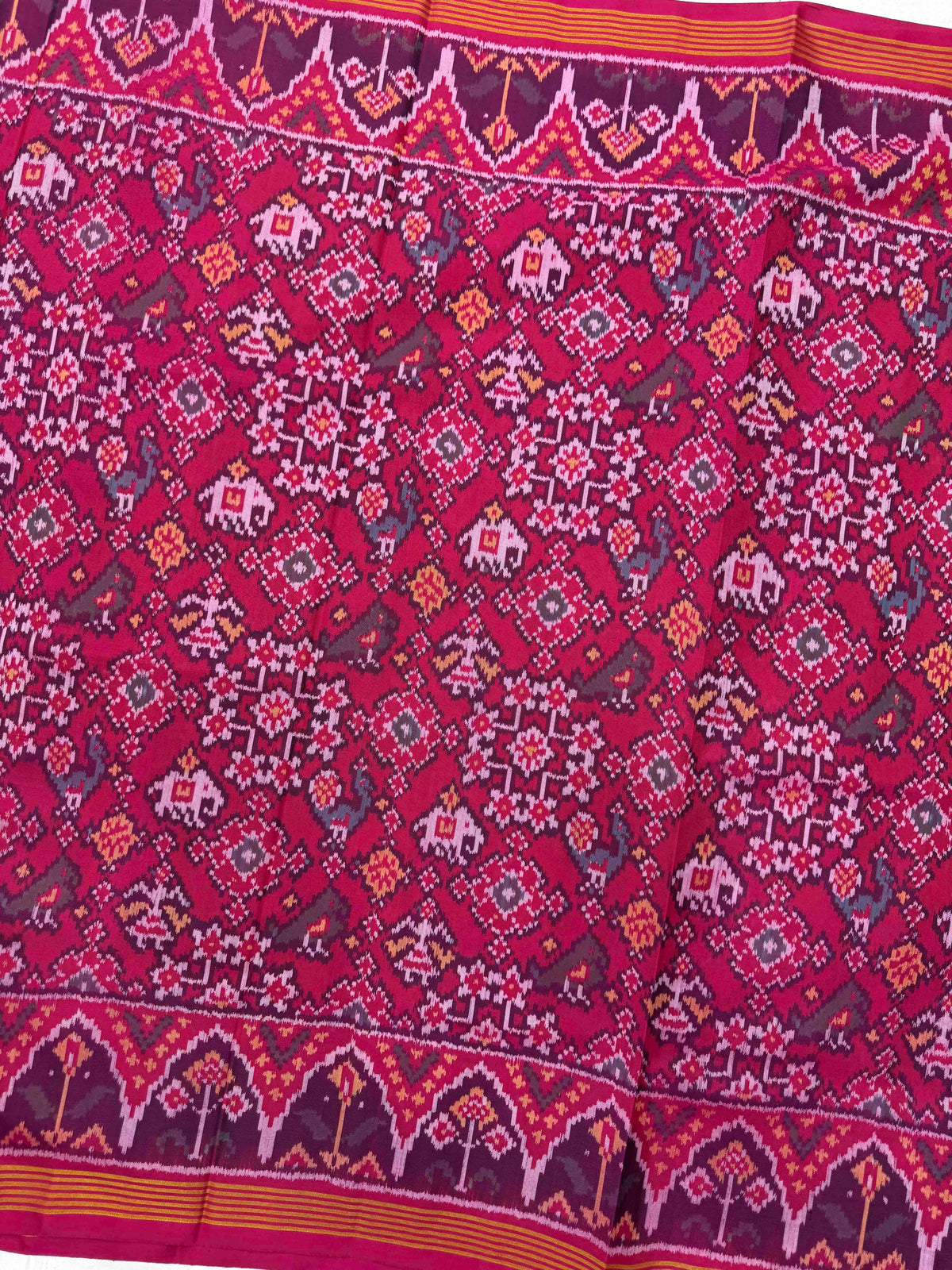Pink Navratan Narikunj Single Ikat Patan Patola Saree