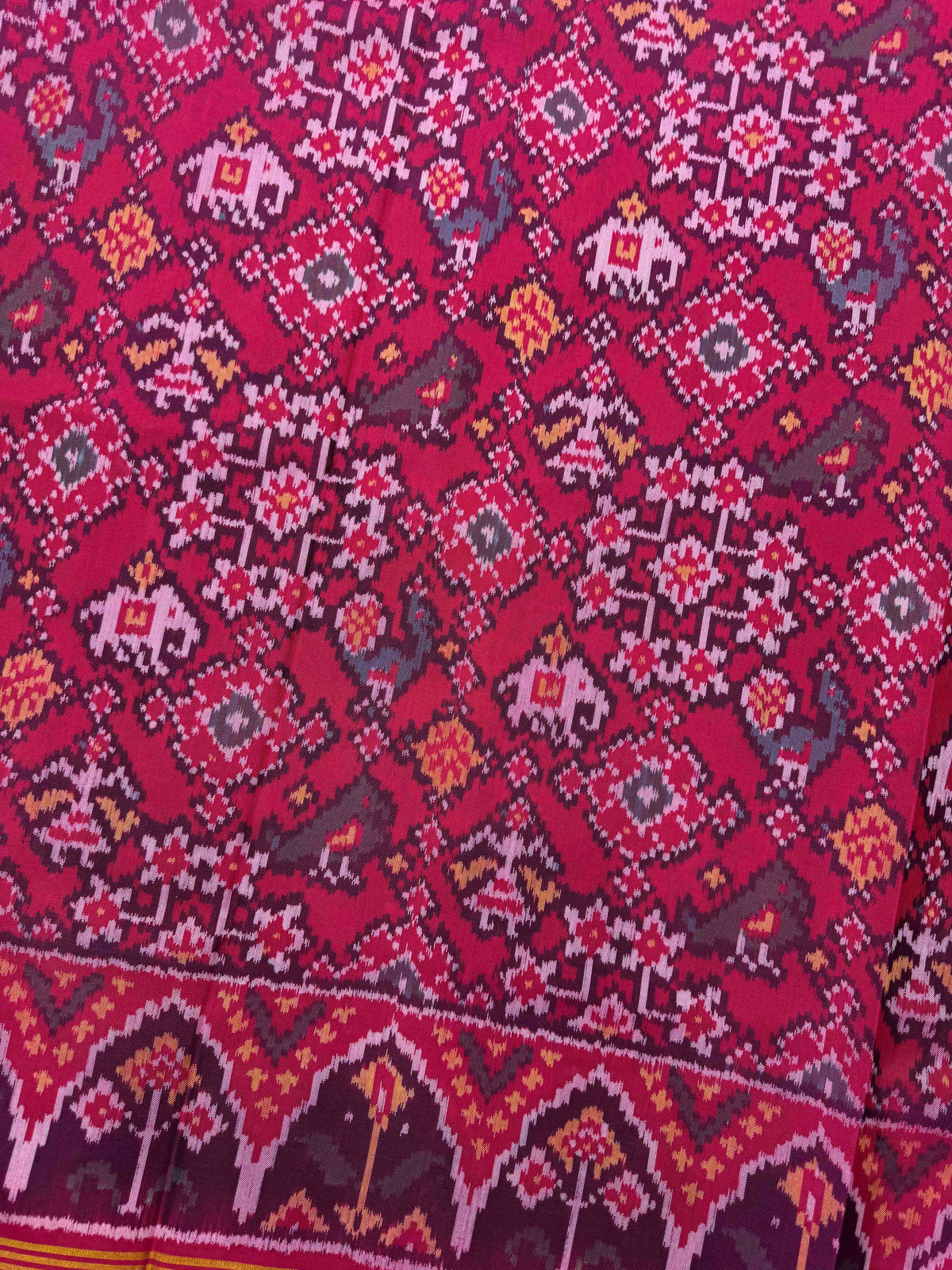 Pink Navratan Narikunj Single Ikat Patan Patola Saree
