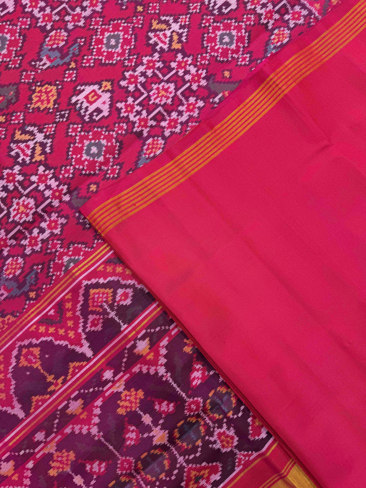 Pink Navratan Narikunj Single Ikat Patan Patola Saree