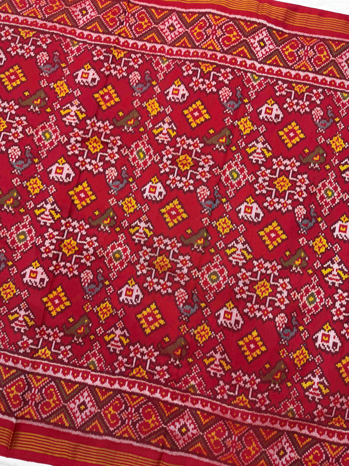 Red Navratan Narikunj Single Ikat Patan Patola Saree