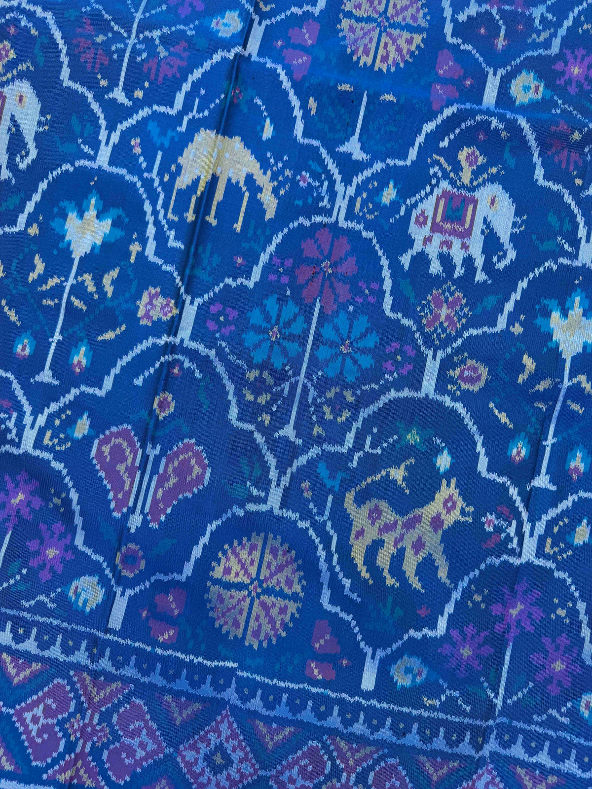Peacock Blue Fancy Narikunj Single Ikat Patan Patola Saree
