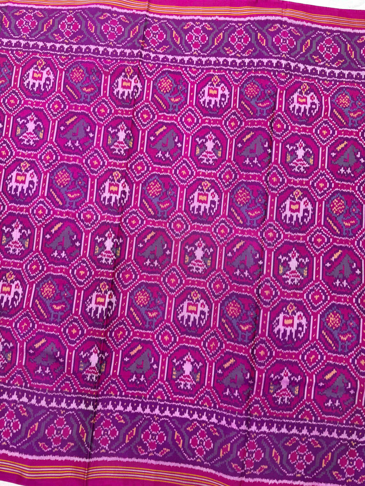 Pink Small Narikunj Single Ikat Patan Patola Saree