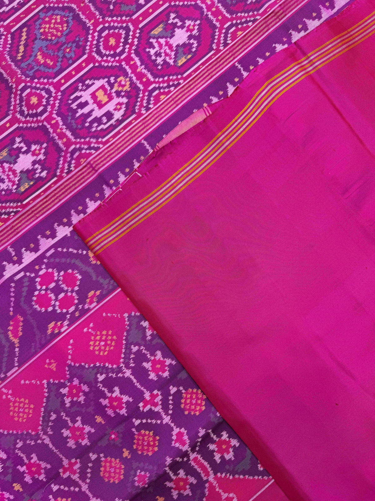 Pink Small Narikunj Single Ikat Patan Patola Saree