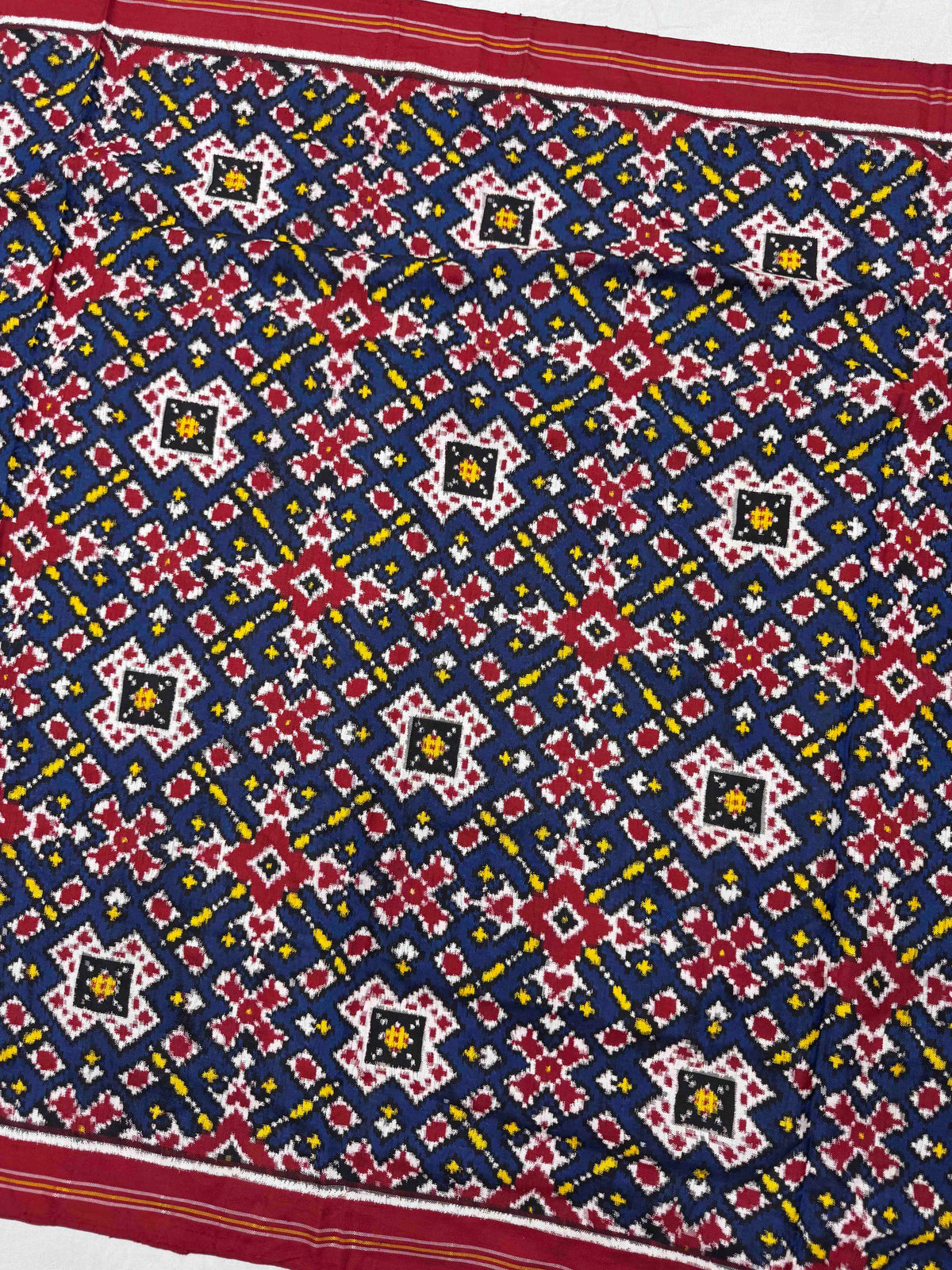 Red & Blue New Navratan Double Ikat Patan Patola Dupatta