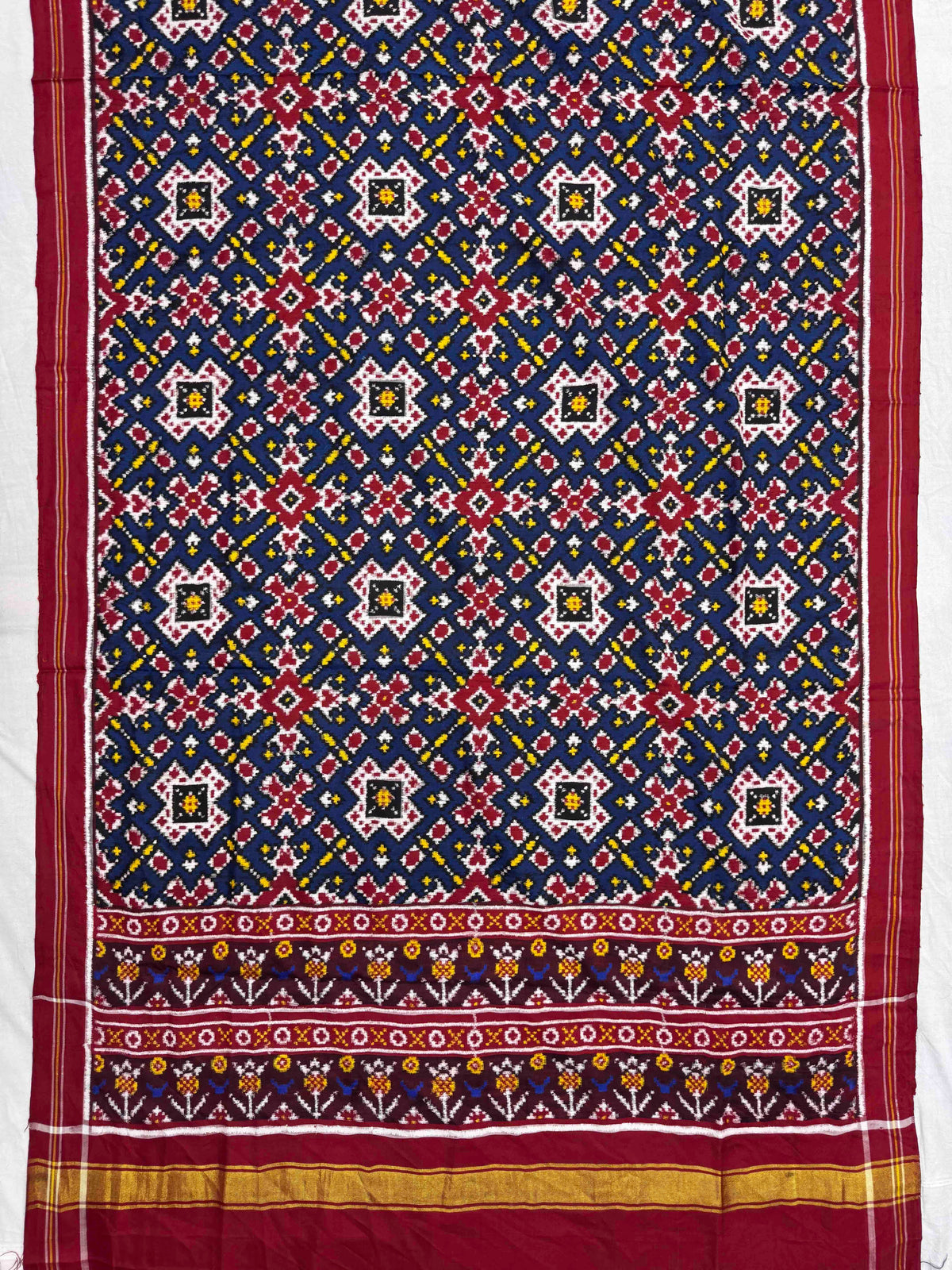 Red & Blue New Navratan Double Ikat Patan Patola Dupatta