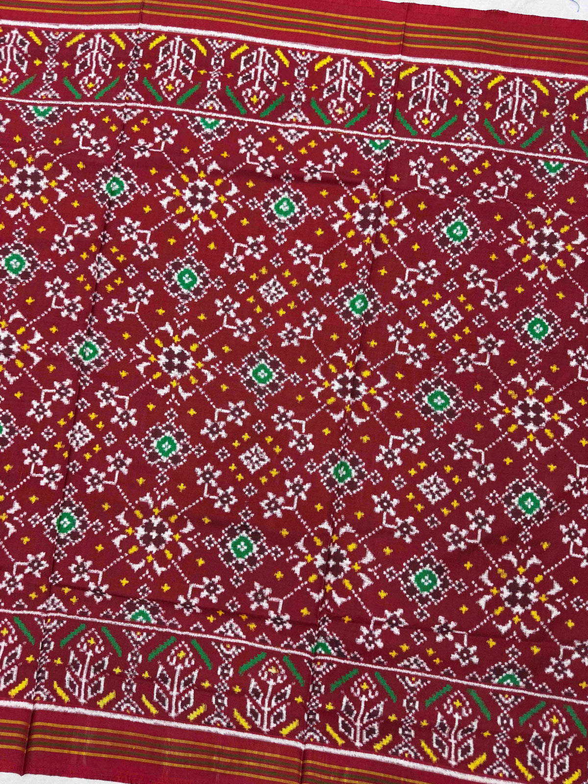 Maroonish Red Navratan Double Ikat Patan Patola Dupatta
