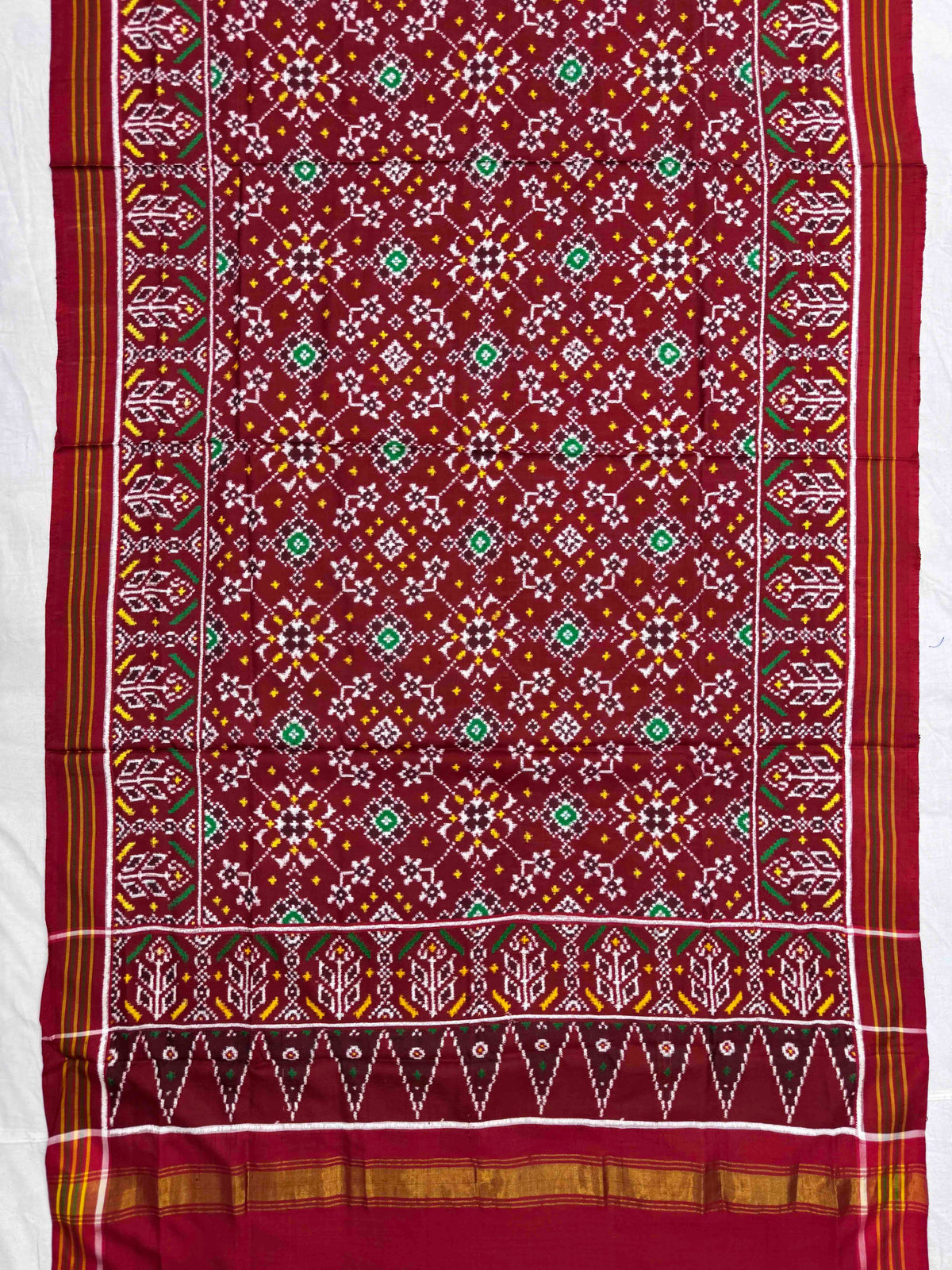 Maroonish Red Navratan Double Ikat Patan Patola Dupatta