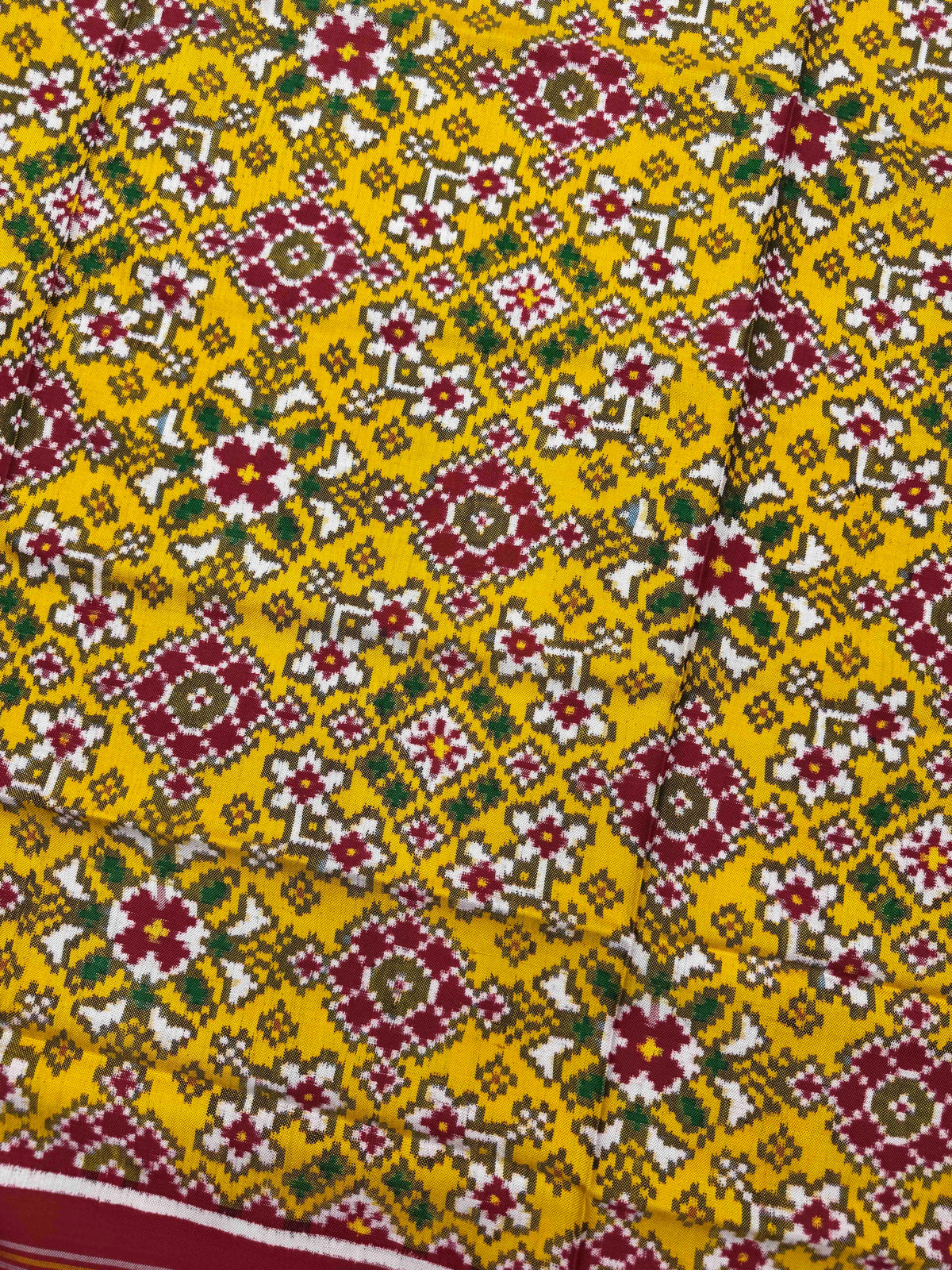 Red & Mustard Yellow Navratan Double Ikat Patan Patola Dupatta