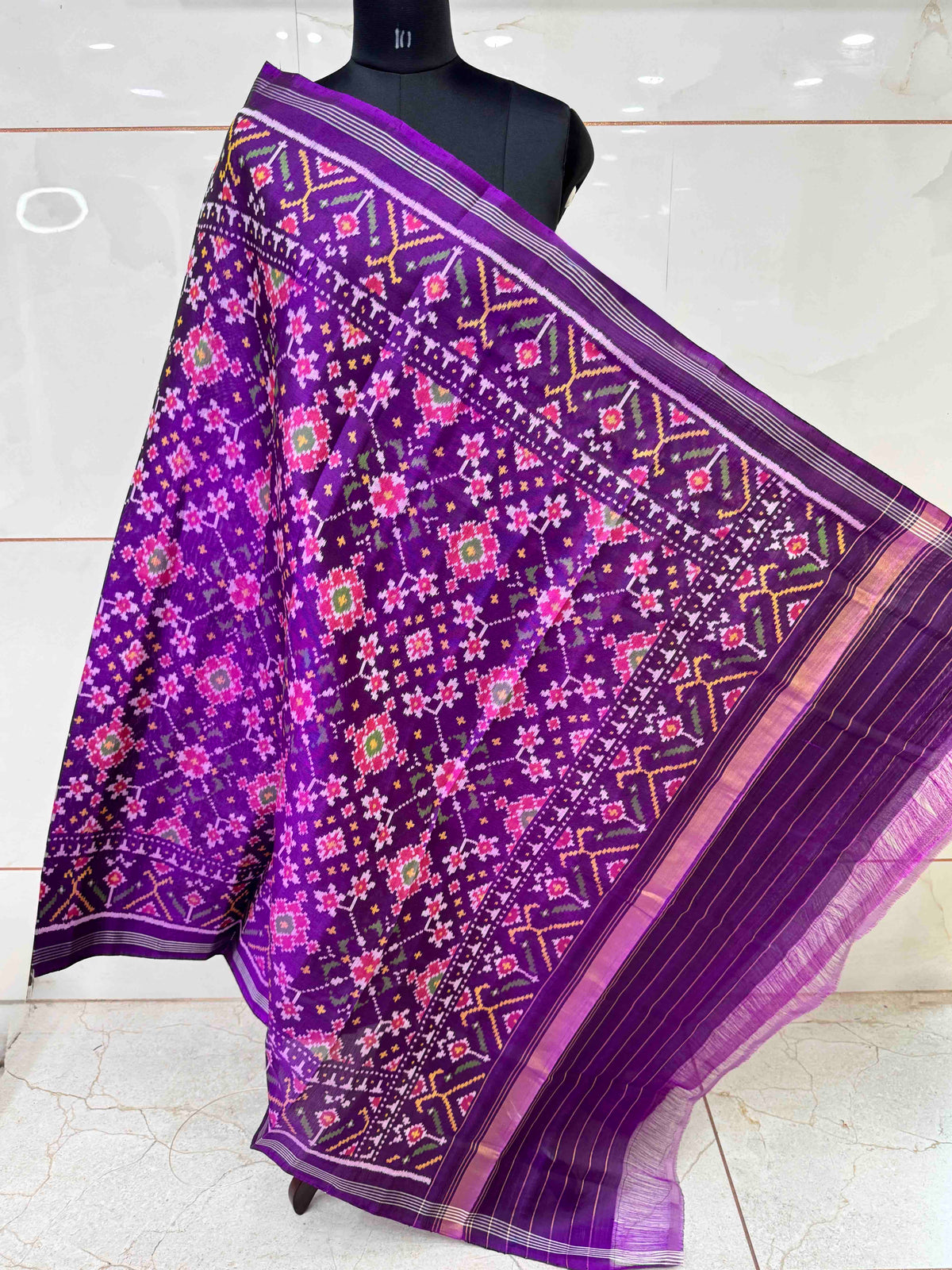Purple Navartan Semi Double Ikat Patola Dupatta
