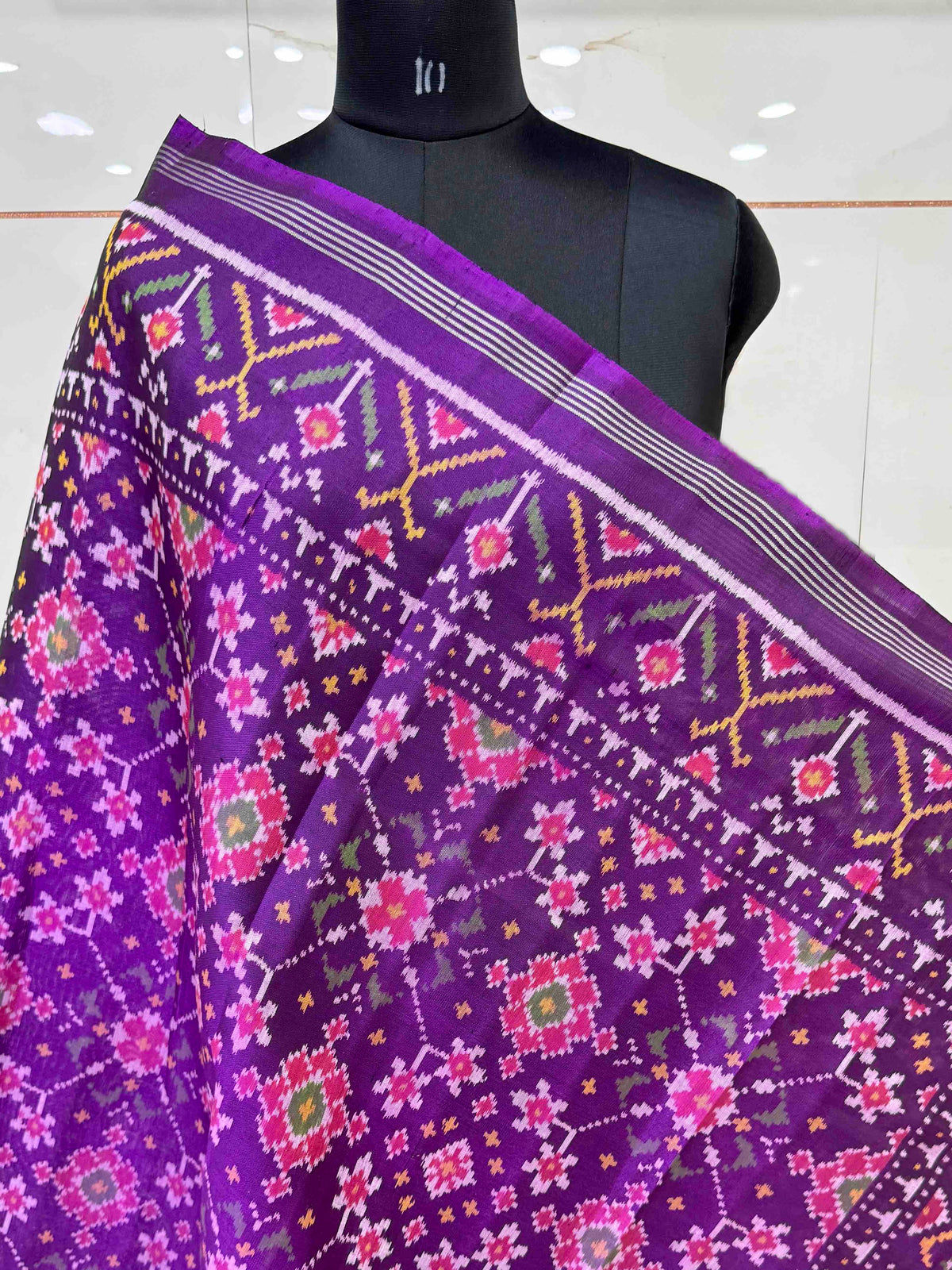 Purple Navartan Semi Double Ikat Patola Dupatta