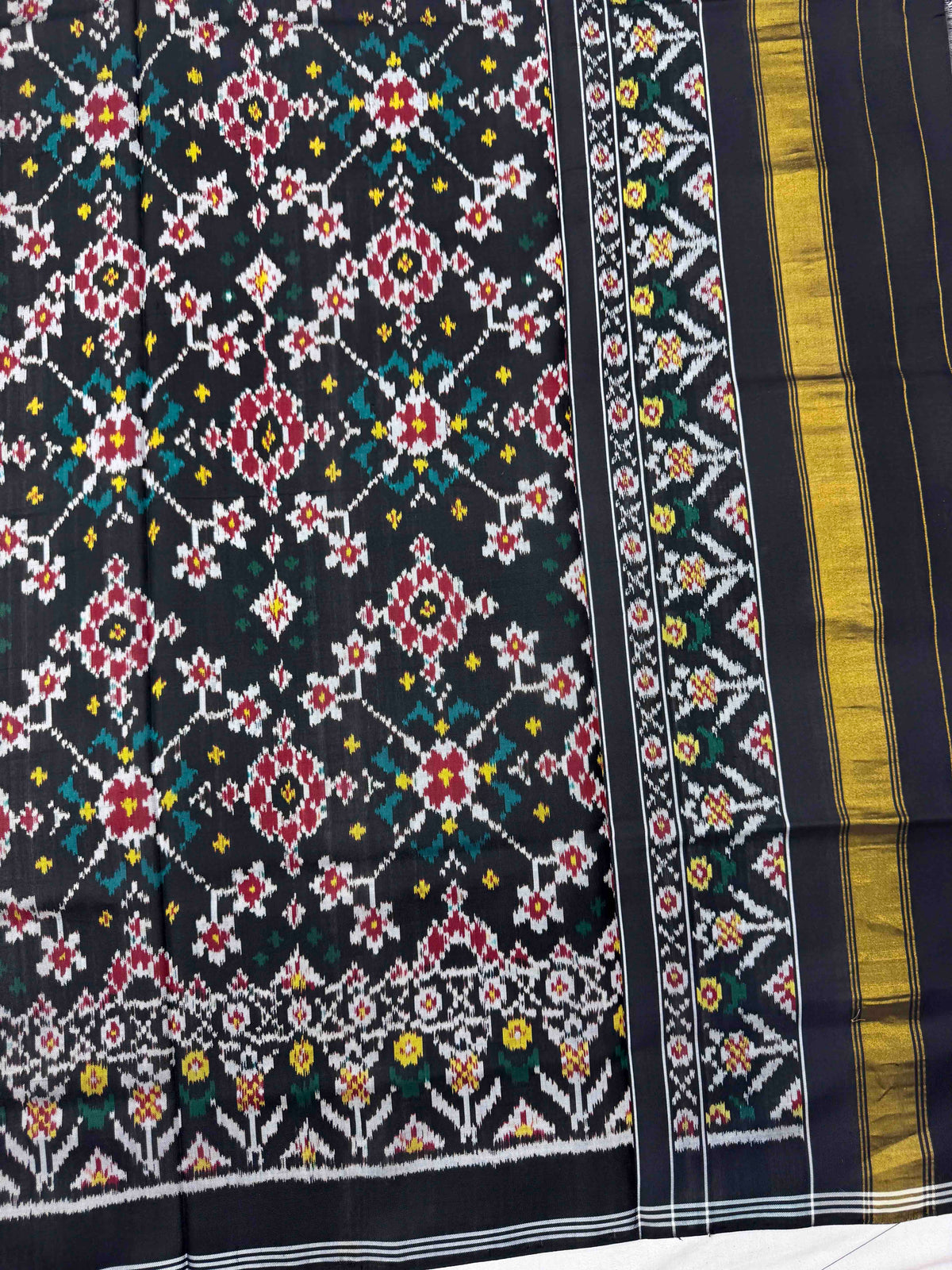 Black Navratan Semi Double Ikat Patola Dupatta
